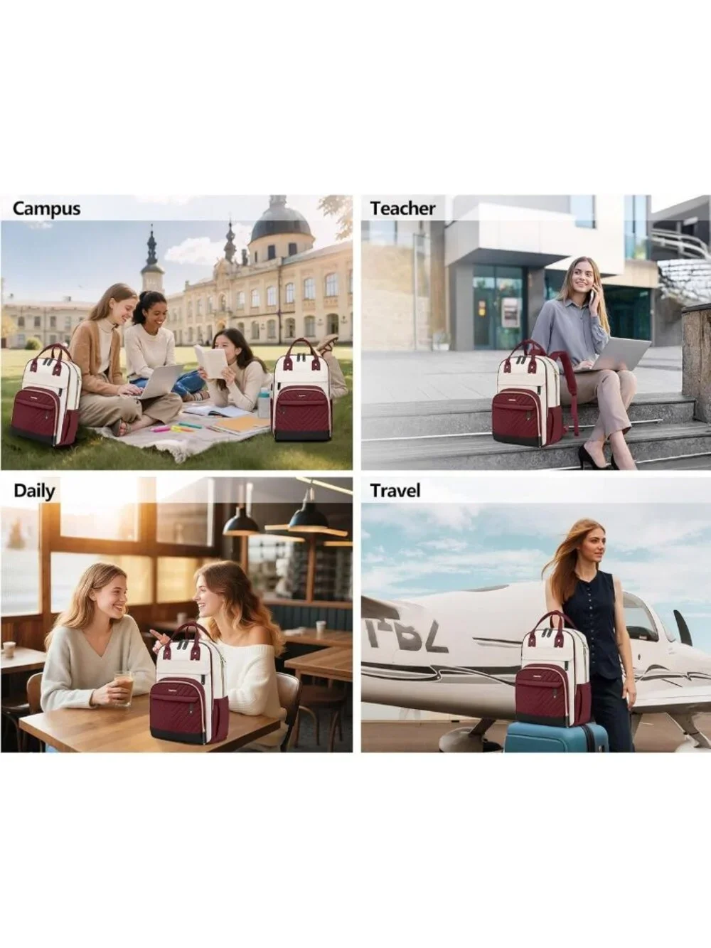 Stylish Waterproof Laptop Backpack for Women & Teens - USB Charger, 15.6